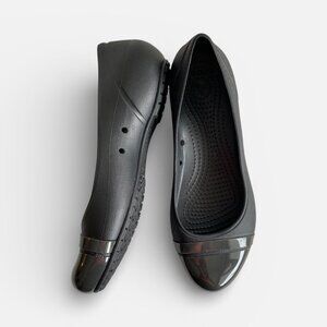 Crocs Lina Cap Toe Flat Dark Gray Shoes Sz 8